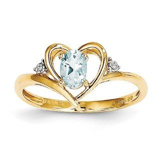 14K Diamond & Aquamarine Ring Jewelry