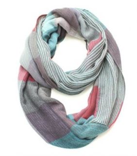 Plum Feathers Premium Color Block Multi Pattern Infinity Scarf (Turquoise Red) at  Men�s Clothing store Fashion Scarves