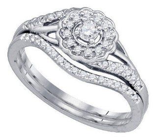 0.25 Carat Round Diamond Halo Engagement Ring Wedding Band Bridal Set TheJewelryMaster Jewelry