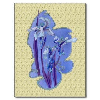 Blue Iris Floral Art Design Postcard