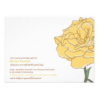 Yellow Simple Rose Birthday Party Invitations