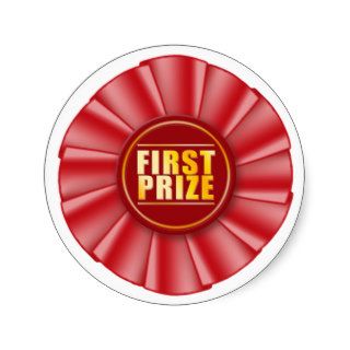 red rosette first prize sticker