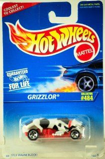 1995   Mattel   Hot Wheels   Grizzlor   Black, White & Red   164 Scale Die Cast   MOC   Collector #484   Out of Production   Limited Edition   Collectible Toys & Games