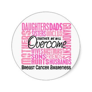 Family Square Breast Cancer Round Stickers