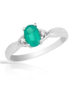 0.65 CTW Emerald 14K Gold Ring Size 7 Jewelry