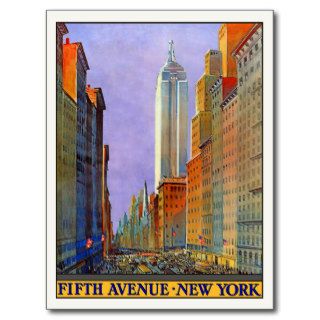 Postcard with Vintage New York Poster Print