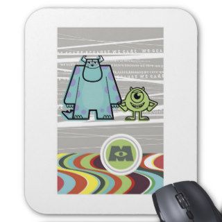 Monsters, Inc. Mike and Sulley Sketch with Swirls Mouse Pad