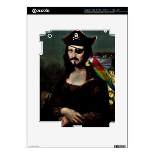 Mona Lisa Pirate Captain With Mustache iPad 3 Decals