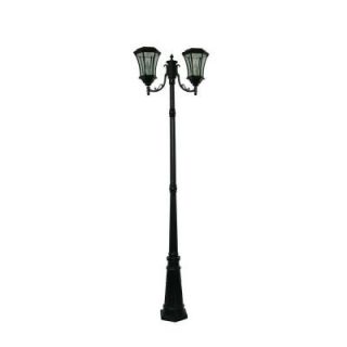 Gama Sonic 90 in. Victorian Solar Lamp Post Light with Six Solar LED Bulbs per Lamp, Double Lamp, Black GS 94D B
