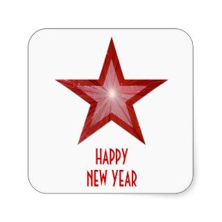 Red Star 'Happy New Year' square sticker white