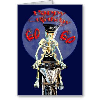 Skeleton biker 60th birthday card