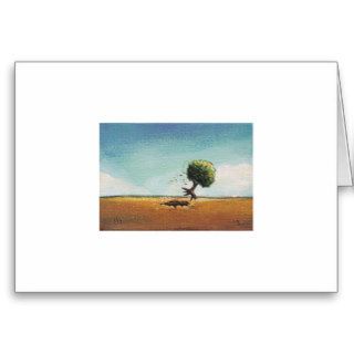 Tiny Art #601 Fun flying tree art adventure travel Cards
