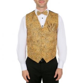 VBH ADF 300   Orange   Gold   Black   Cheetah Print Vest, Bow Tie and Hanky Set at  Mens Clothing store