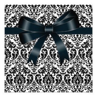 Black Damask Bow Black Tie Party Event Template Invites