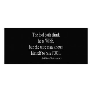 Fool Wise Man Knows Himself Fool Shakespeare Quote Custom Invite