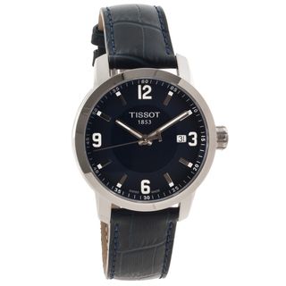 Tissot Men's T0554101604700 'PRC 200' Blue Leather Strap Analog Watch Tissot Men's Tissot Watches