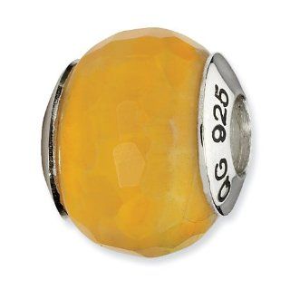 Sterling Silver Reflections Yellow Cracked Agate with Shell Stone Bead Forza Jewelry Jewelry