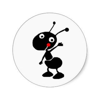 cute cartoon ant round stickers