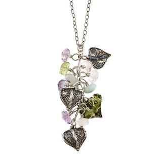 Charming Life Sterling Silver Gemstones and Leaves Cascade Necklace Charming Life Fashion Necklaces