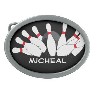 Personalized Sport Athlete Bowling Pins Belt Buckle