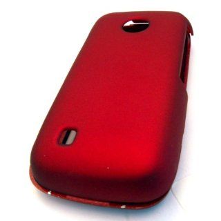 LG 505c Red Solid Rubberized Rubber Coated Design Hard Case Skin Cover Protector Accessory Straight Talk Tracfone Net 10 LG 505c LG505c LG 505 C Cell Phones & Accessories
