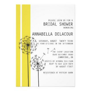 Dandelions Retro Yellow Bridal Shower InvitatioN