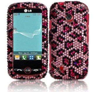 Pink Leopard Full Diamond Bling Case Cover for Straighttalk LG 505C Cell Phones & Accessories