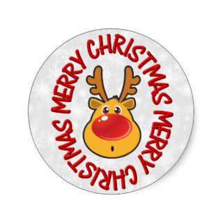 Rudy Reindeer / Humorous Round Sticker