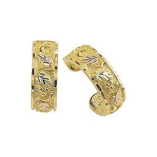 Beautiful Authentic Black Hills Gold Half Loop Posts Earrings Jewelry