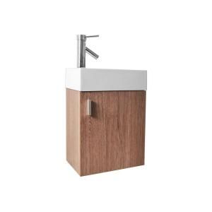 Virtu USA Carino 16 in. Vanity in Light Oak with Poly Marble Vanity Top in White and Faucet JS 50416 LO