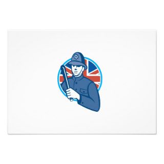 British Bobby Policeman Truncheon Flag Invitations