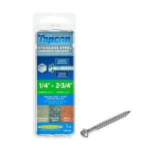 Tapcon 1/4 in. x 2 3/4 in. 410 Stainless Steel Hex Head Concrete Anchors (8 Pack) 26130