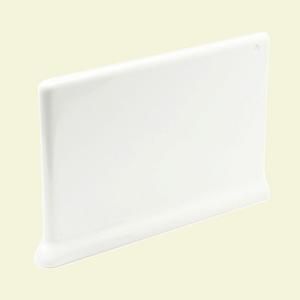 U.S. Ceramic Tile Bright White Ice 4 in. x 6 in. Ceramic Right Cove Base Corner Wall Tile DISCONTINUED 081 ATCR3410