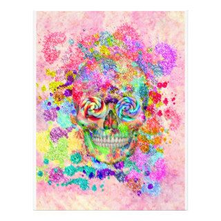 Girly Sugar Skull Pink Glitter Fine Art Paint Letterhead Template