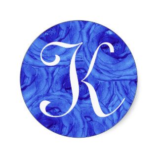 Monogram Letter K Blue Rose Sticker