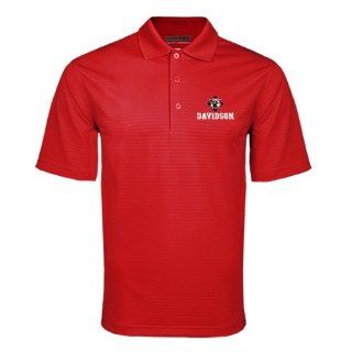 Davidson Red Mini Stripe Polo 'Davidson w/Wildcat on Top'  Sports Fan Polo Shirts  Sports & Outdoors