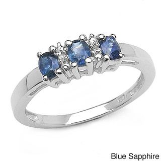 Malaika Silver Genuine Sapphire and Diamond Accent Ring Malaika Gemstone Rings