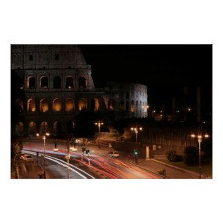 Colosseum at night poster