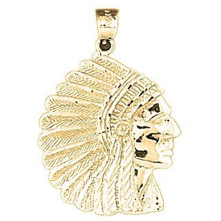 Gold Plated 925 Sterling Silver Indian Head Pendant Jewels Obsession Jewelry