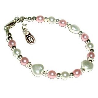 Sweetheart Sterling Silver Childrens Girls Infant Bracelet Jewelry This sweet sterling silver bracelet features pink and white Czech pearls accented with beautiful silver hearts  perfect for your little sweetheart Size Small Baby 0 12 Months. Jewelry