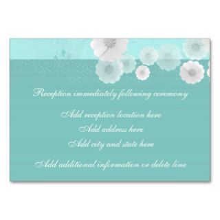 Teal And White Floral Reception Card Business Card Templates