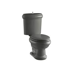 KOHLER Revival Two Piece Elongated Toilet with Seat and Trim in Thunder Grey K 3555 SN 58