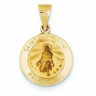 14K Gold Polished and Satin St. Peregrine Medal Pendant Jewelry