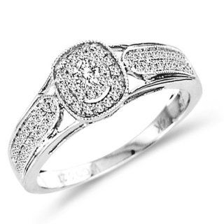 Diamond Engagement Ring Halo Round Anniversary Band Bridal 14k White Gold (0.27 ct.tw) Jewel Tie Jewelry