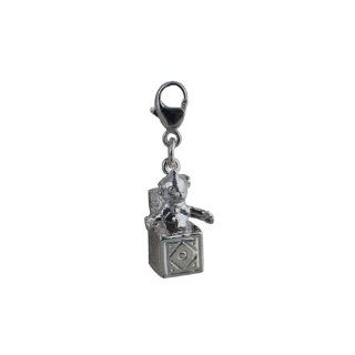Silver 25x10mm Jack in the Box charm on a lobster trigger British Jewellery Workshops Jewelry
