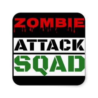Funny Zombie Attack Squad Square Sticker