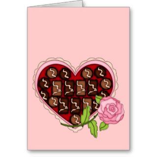 Valentine Candy Heart Pink Rose Greeting Cards