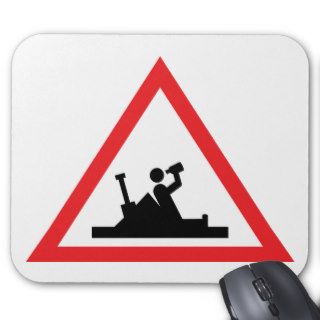 building site beer warning sign fun mouse pads