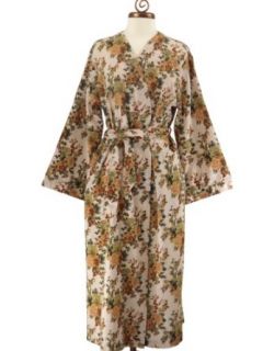 Dynasty Robes Women's Long Printed Cotton Robe with Kimono Collar Asian Beauty