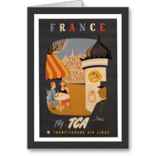 Parisian Cafe Travel Poster Vertical Greeting Card